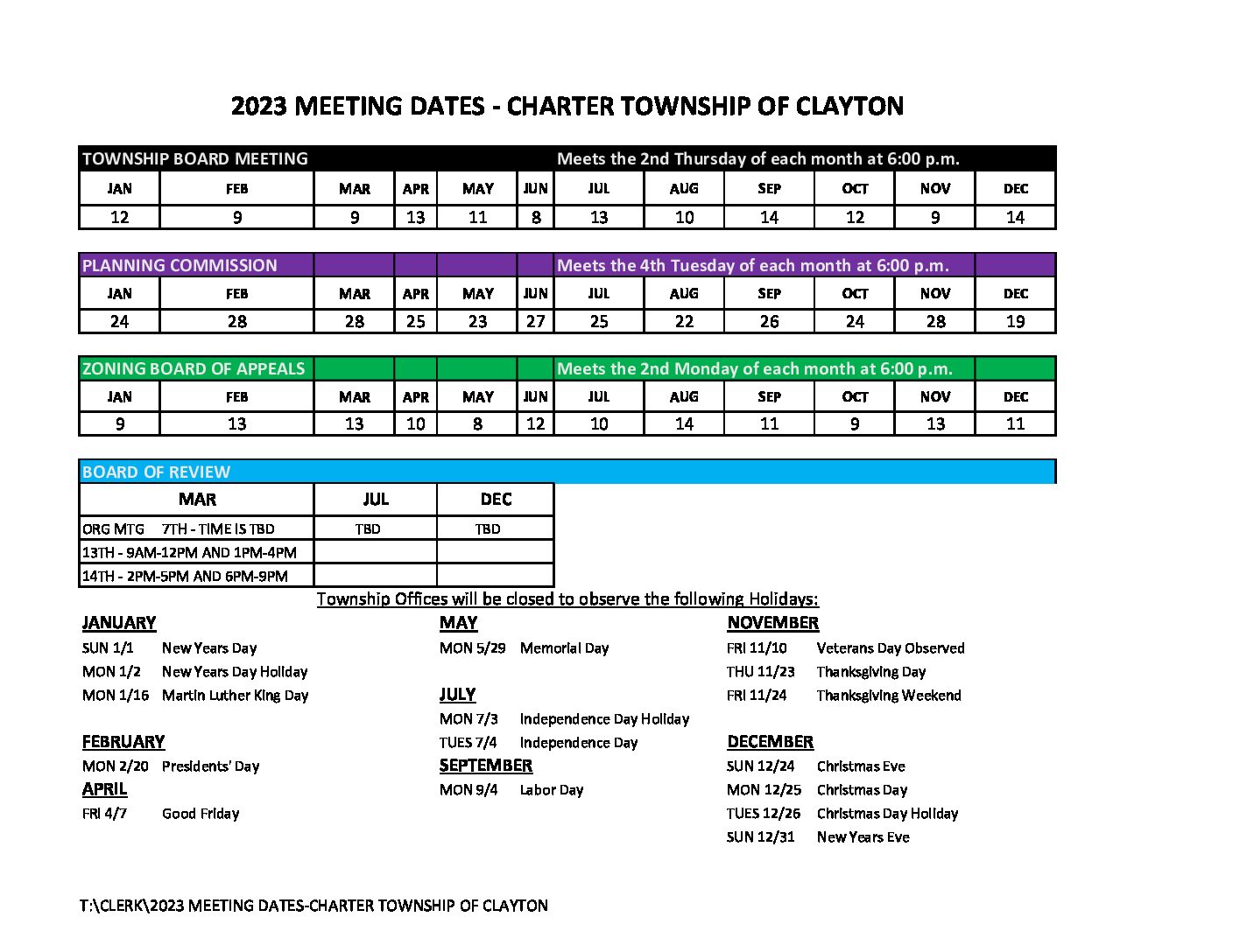 Charter Township of Clayton Genesee County, Michigan